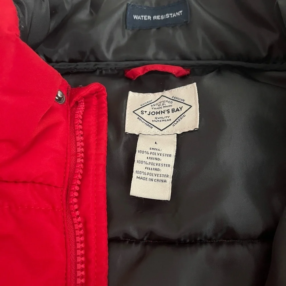 St. John's Bay Vibrant Red Puffer Jacket size L
